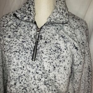 Juniors Cozy Softest Sherpa Medium Black White Jacket Pullover Winter Fuzzy